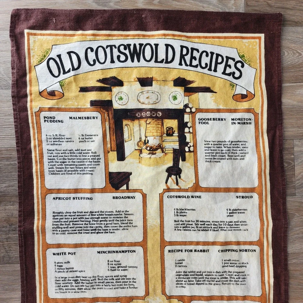 Old Cotswold Recipes Kitchen Tea‎ Towel Made in Britain Cotton Vintage British